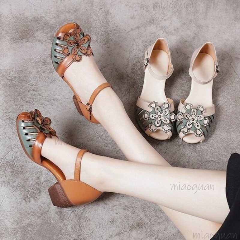 Vintage Outdoor Fashion - Dames Vintage Peep Toe Gladiator Sandalen
