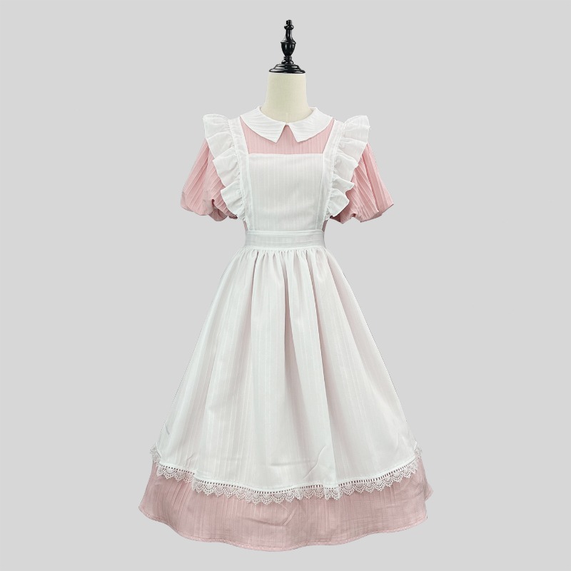 Lange roze-witte dienstmeisjes - Vintage Fashion Dresses recensie en prijs