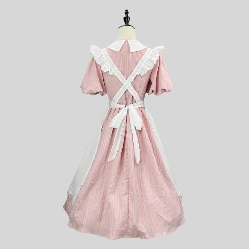 Lange roze-witte dienstmeisjes - Vintage Fashion Dresses recensie en prijs